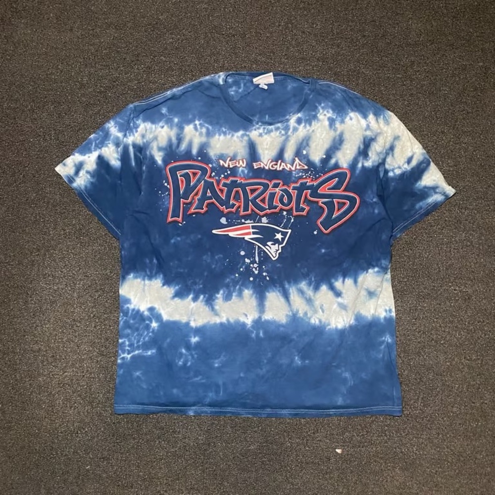 New England patriots tie dye graffiti style spell out team apperal shirt size xl